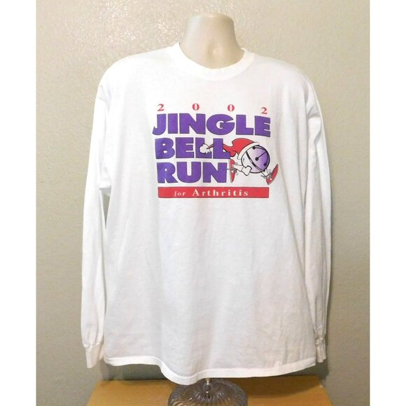 Jingle Bell Run for Arthritis 2002 Tee XL White Long Sleeve Fort Worth Hanes - Picture 1 of 7